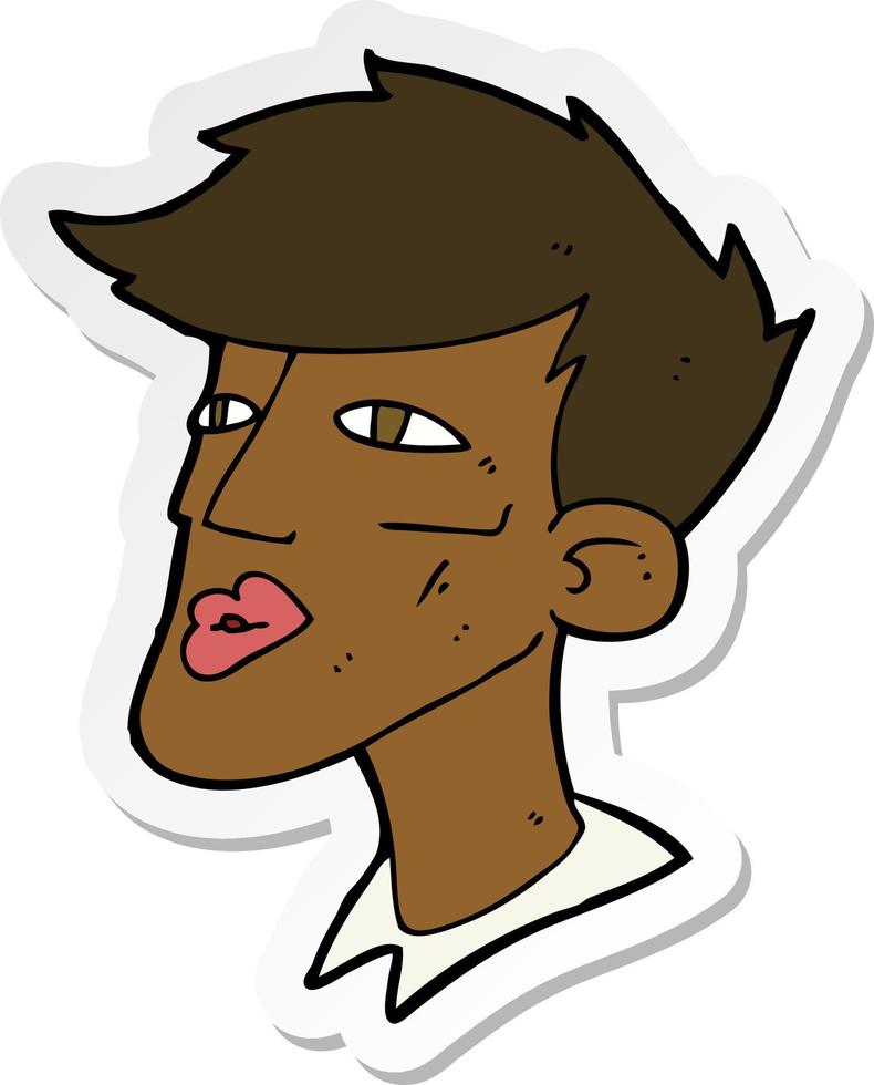 sticker of a cartoon male model guy vector