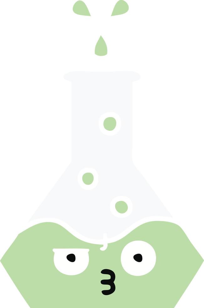 flat color retro cartoon science beaker vector