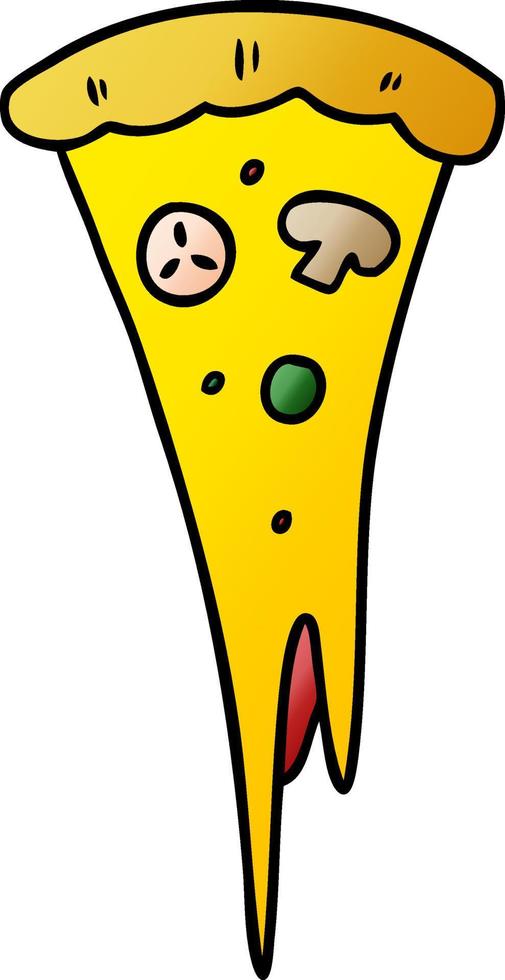 gradient cartoon doodle of a slice of pizza vector