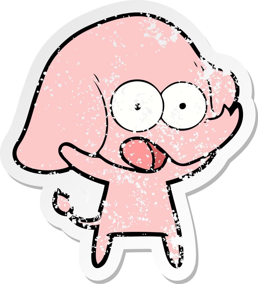 distressed sticker of a cute cartoon elephant vector