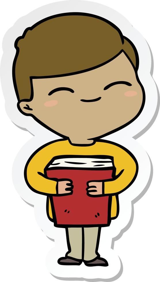 sticker of a cartoon smiling boy vector