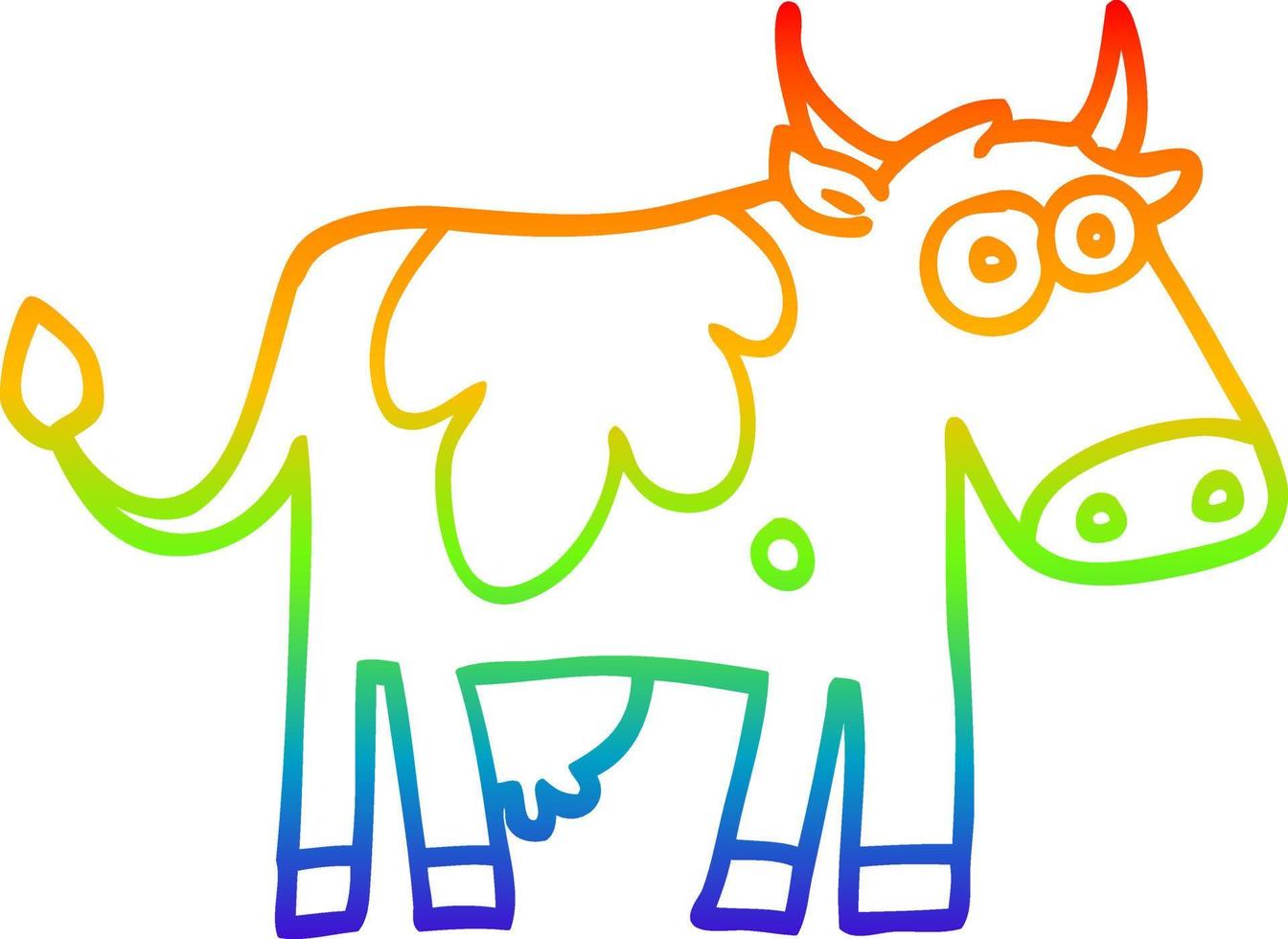 arco iris gradiente línea dibujo dibujos animados granja vaca vector