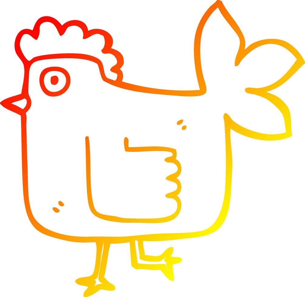 pollo de dibujos animados de dibujo lineal de gradiente cálido vector