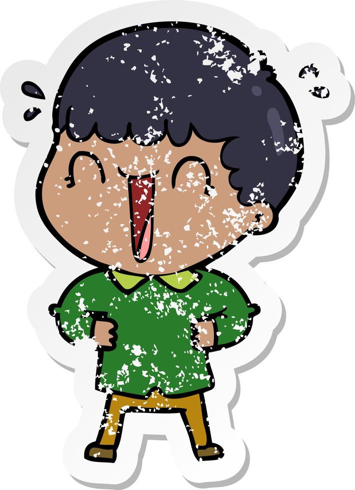 distressed sticker of a laughing cartoon man vector