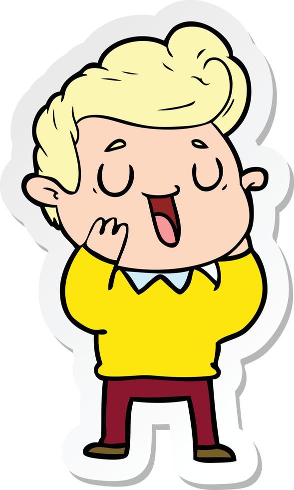 sticker of a happy cartoon man vector