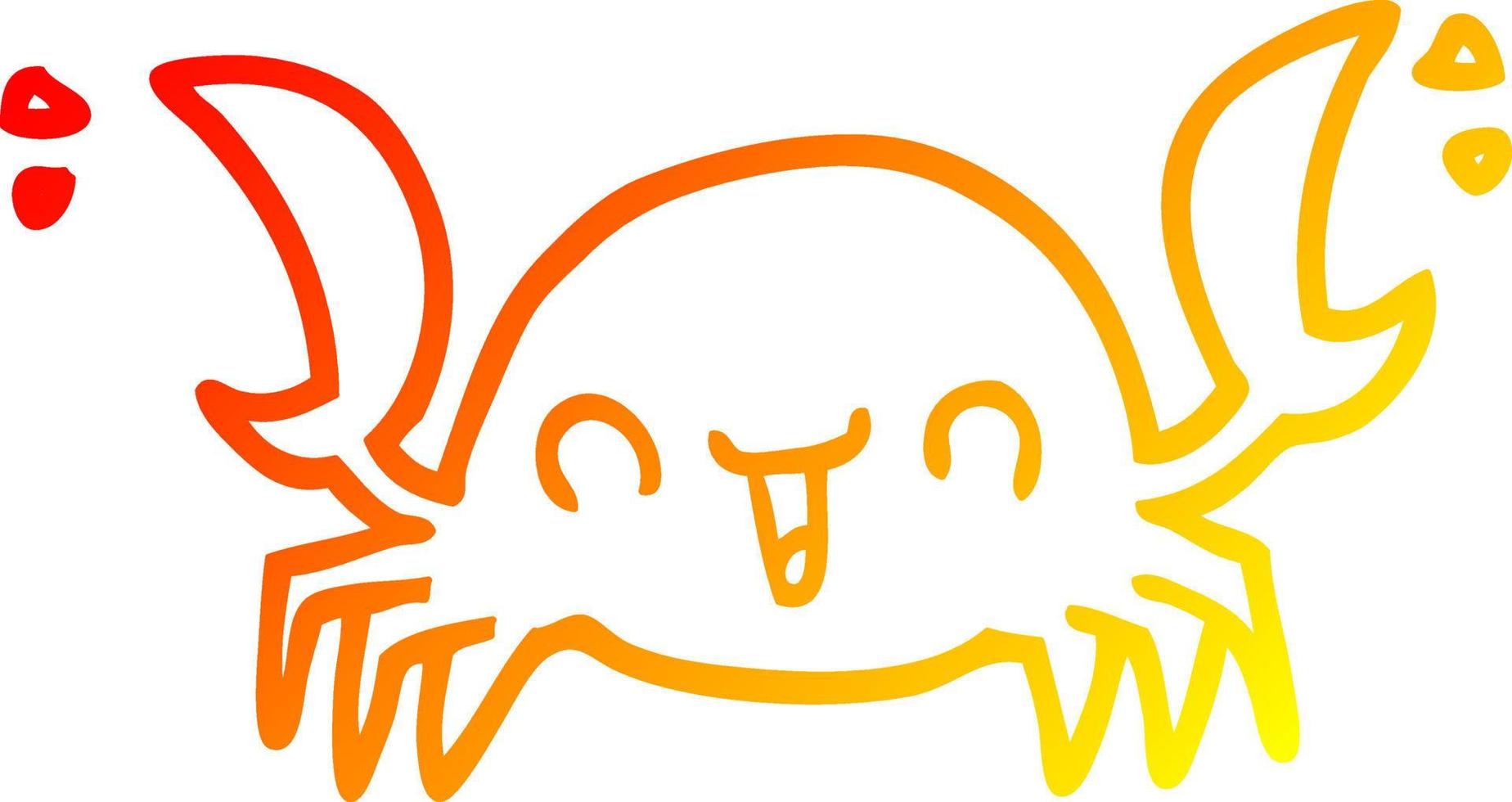 warm gradient line drawing cartoon crab vector