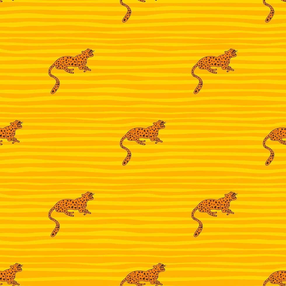 patrón decorativo sin costuras con garabato lindo leopardo. Fondo de pantalla sin fin de guepardo dibujado a mano. vector
