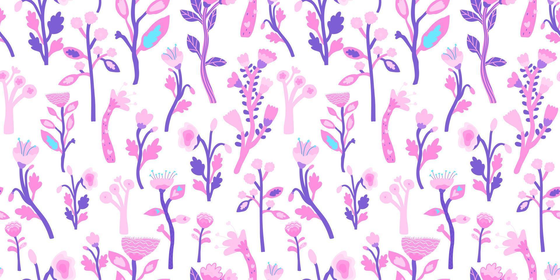 Contemporary strange shapes flower seamless pattern. Tropical plants endless wallpaper. Abstract botanical floral ornament. vector
