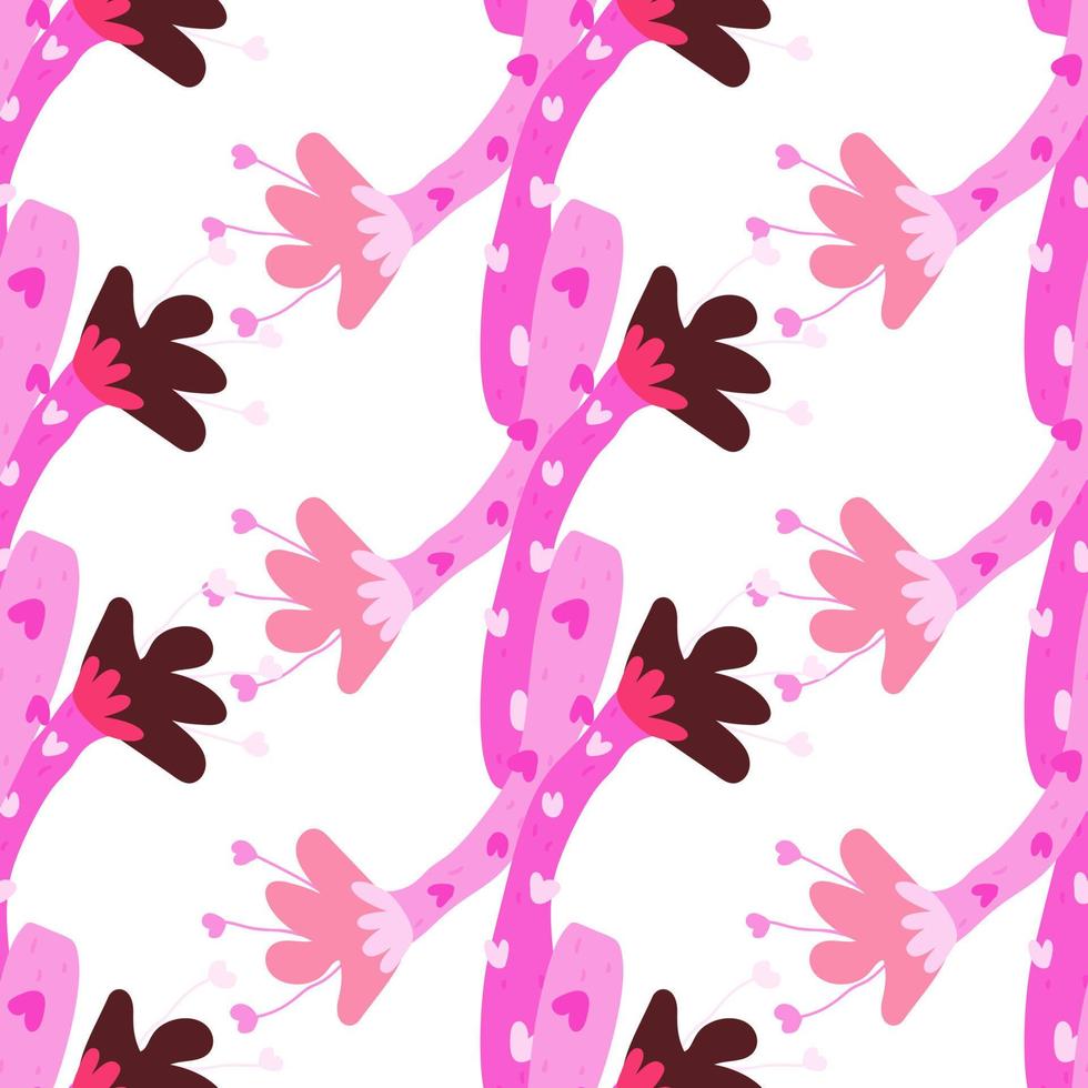 formas extrañas flor de patrones sin fisuras. Fondo de pantalla sin fin de plantas tropicales. ornamento floral botánico contemporáneo. vector