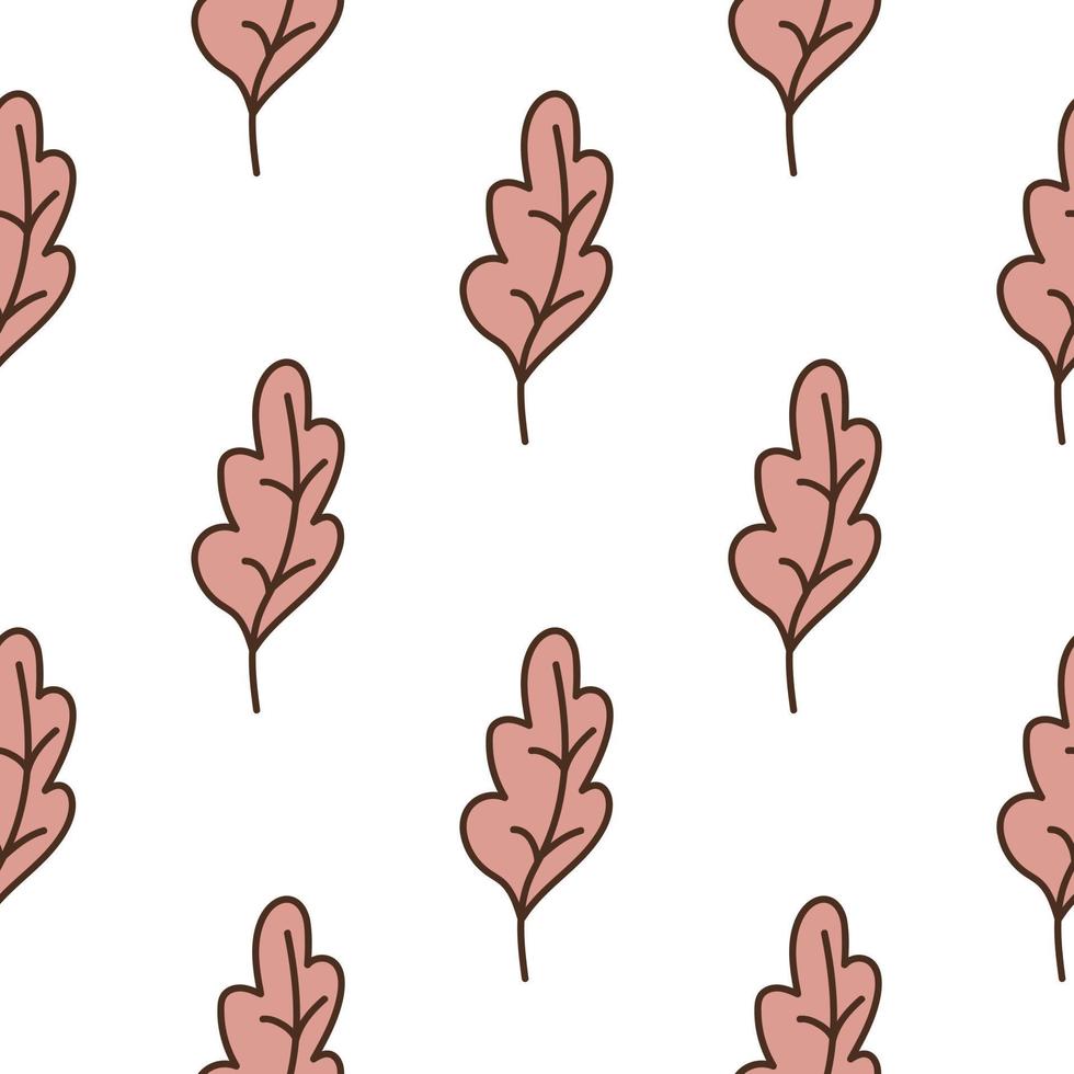 Simple outline oak seamless pattern. Foliage backdrop. Nature wallpaper. vector