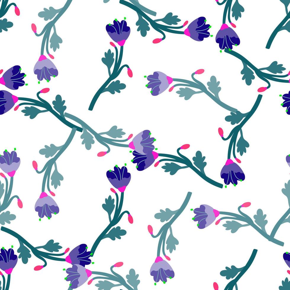 patrón sin costuras de flor botánica vintage. arte ingenuo. extraño papel tapiz floral. vector