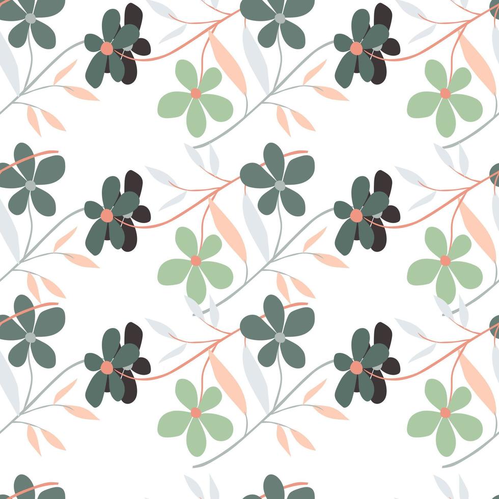 Vintage doodle flower seamless pattern. Retro abstract floral wallpaper. Hand drawn plants endless background. vector
