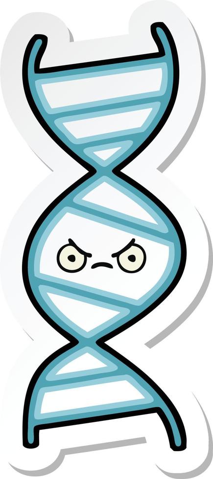 sticker of a cute cartoon DNA strand vector