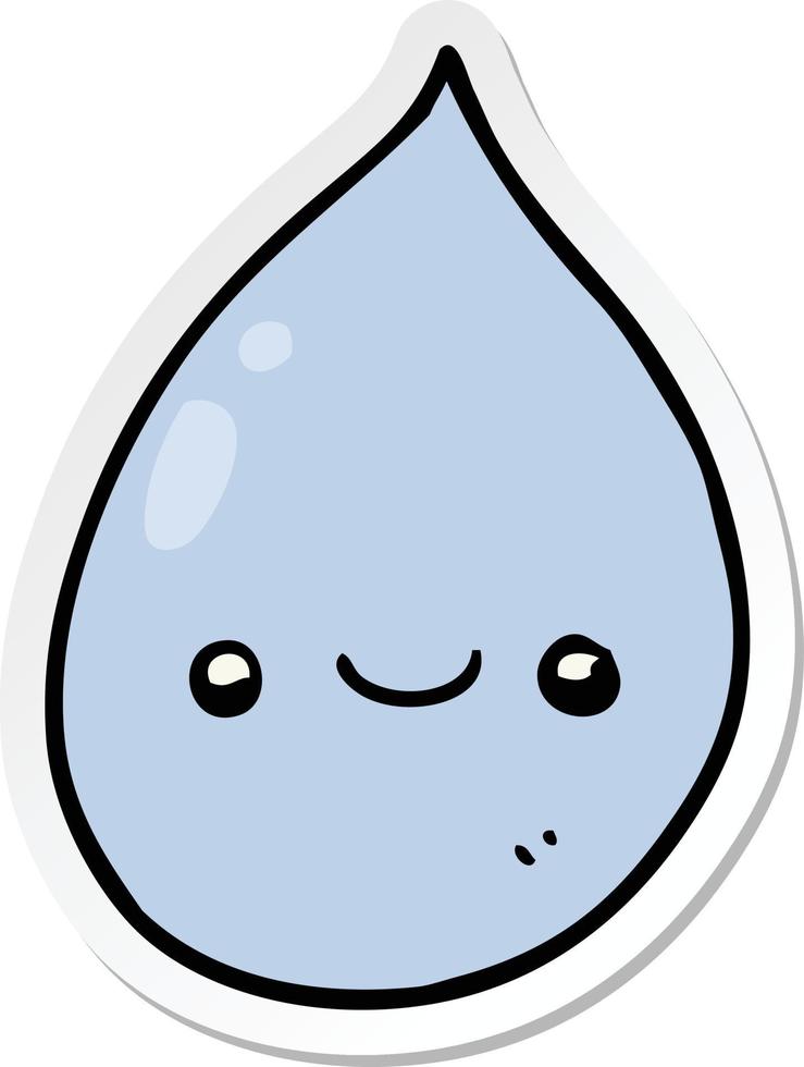 sticker of a cartoon raindrop vector