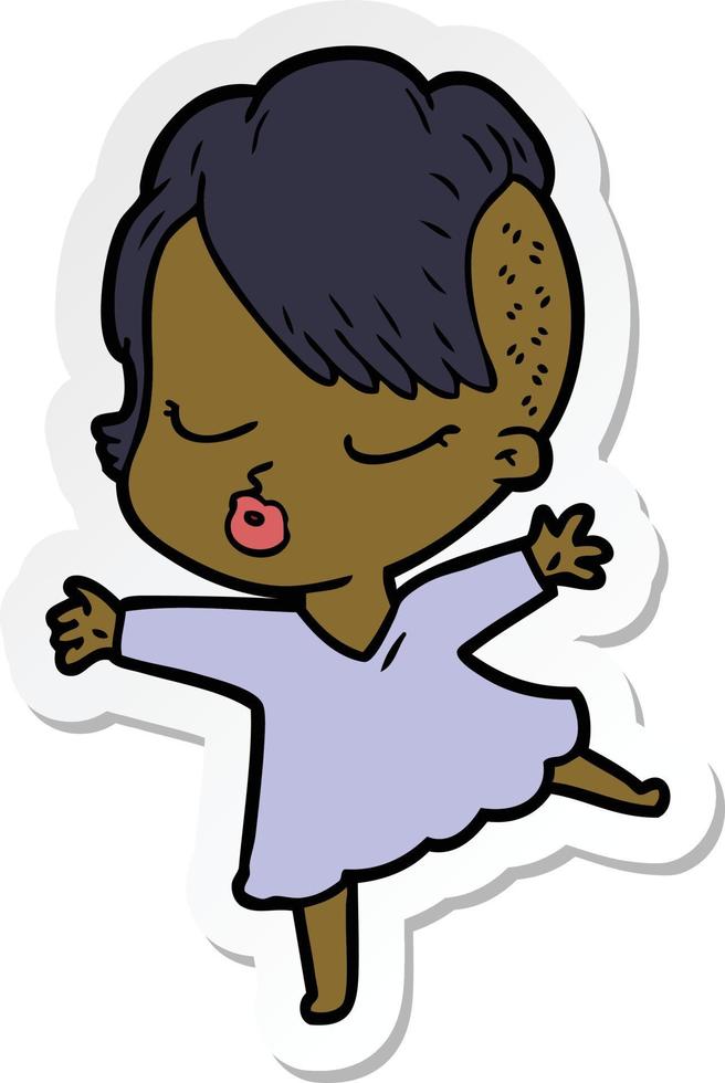sticker of a cartoon pretty hipster girl vector