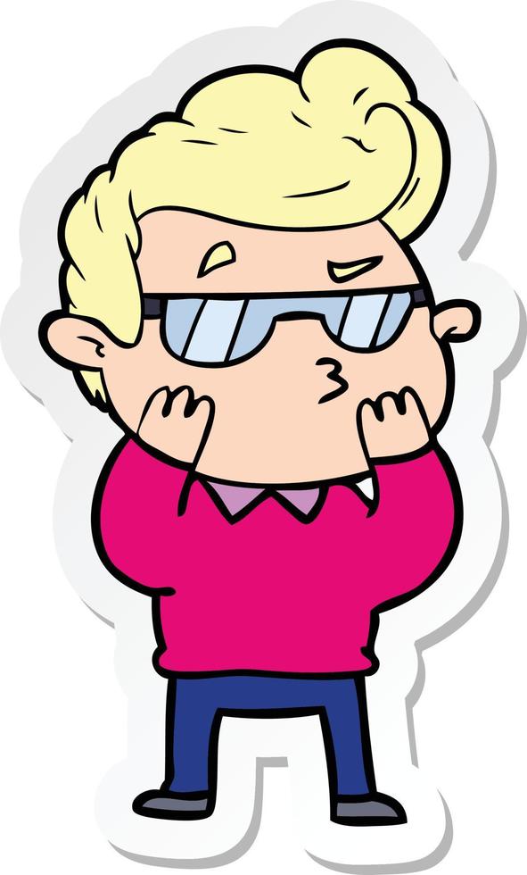 sticker of a cartoon cool guy vector