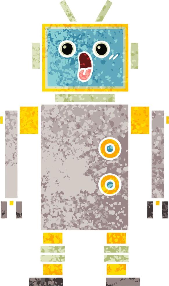 retro illustration style cartoon robot vector