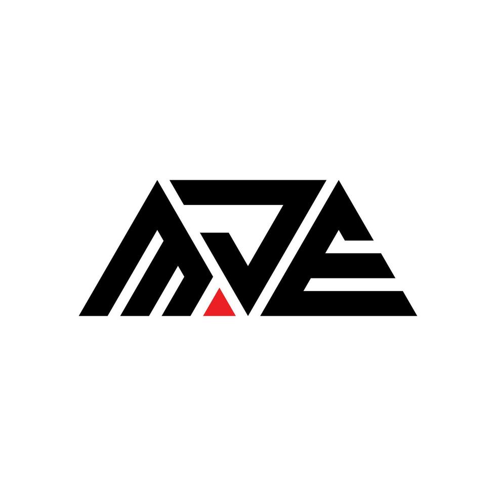 MJE triangle letter logo design with triangle shape. MJE triangle logo design monogram. MJE triangle vector logo template with red color. MJE triangular logo Simple, Elegant, and Luxurious Logo. MJE