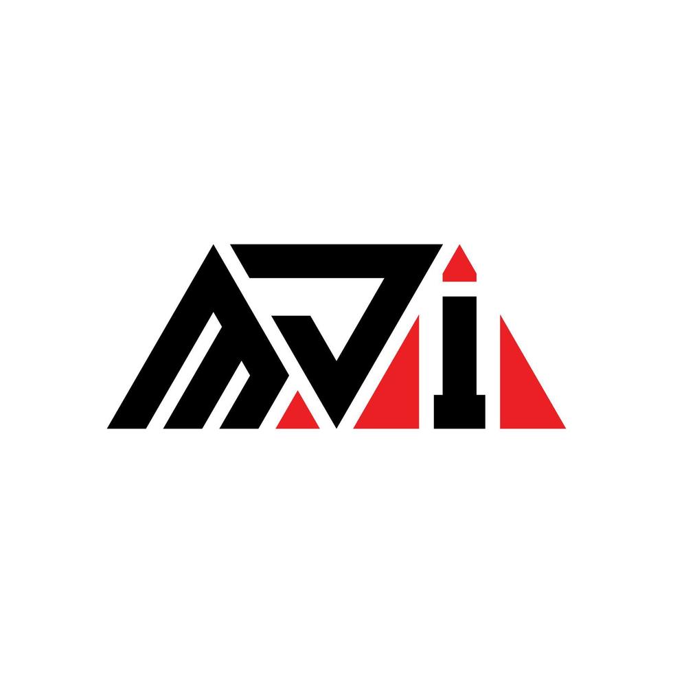 MJI triangle letter logo design with triangle shape. MJI triangle logo design monogram. MJI triangle vector logo template with red color. MJI triangular logo Simple, Elegant, and Luxurious Logo. MJI