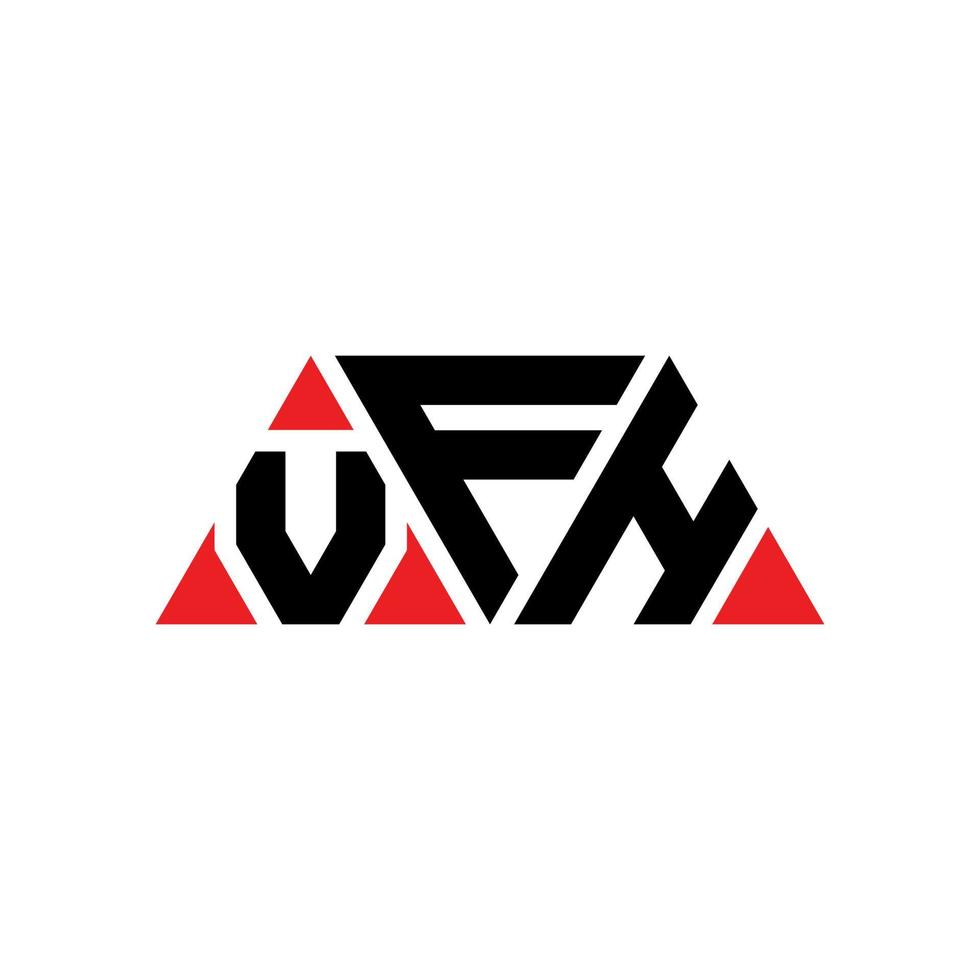 VFH triangle letter logo design with triangle shape. VFH triangle logo design monogram. VFH triangle vector logo template with red color. VFH triangular logo Simple, Elegant, and Luxurious Logo. VFH