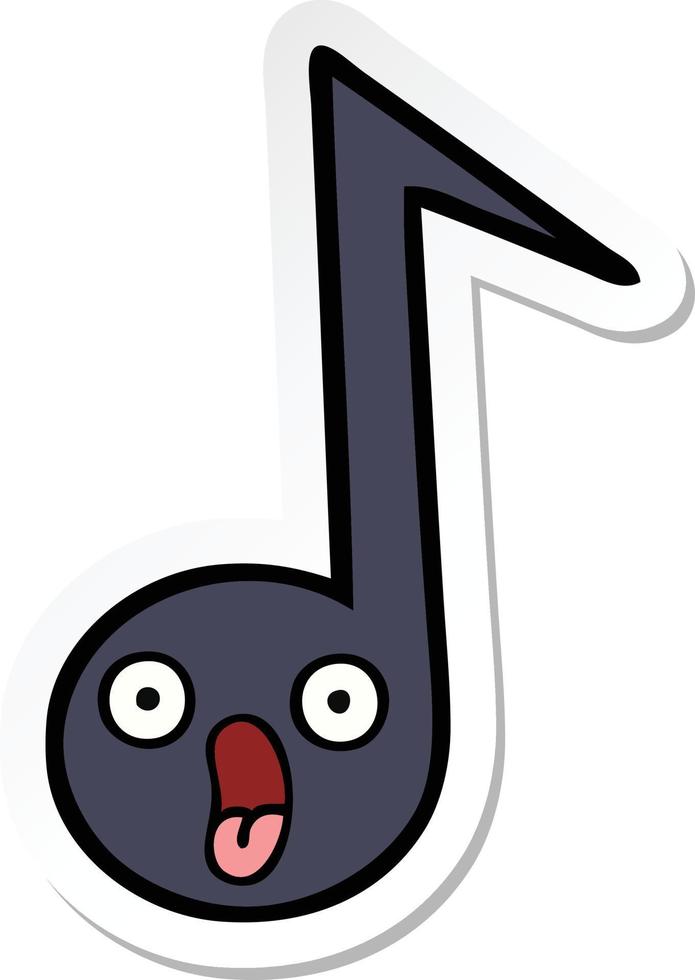 sticker of a cute cartoon musical note vector