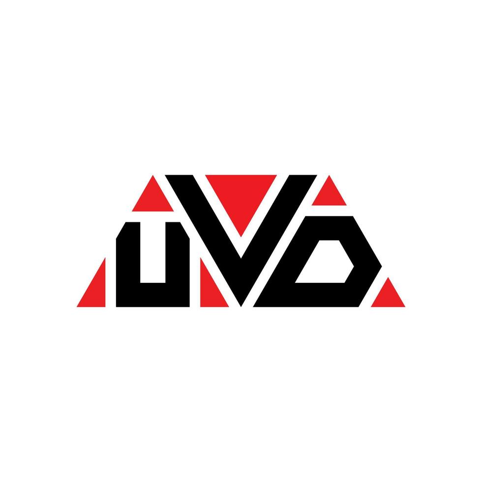 UVD triangle letter logo design with triangle shape. UVD triangle logo design monogram. UVD triangle vector logo template with red color. UVD triangular logo Simple, Elegant, and Luxurious Logo. UVD