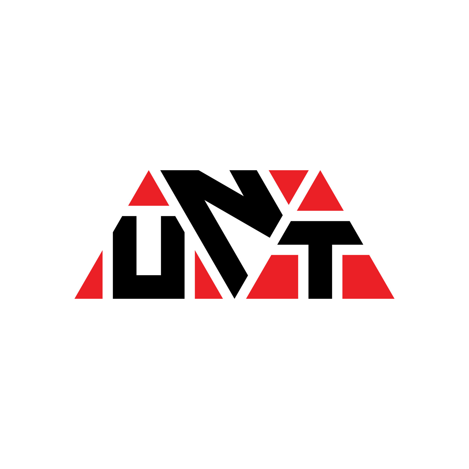 UNT triangle letter logo design with triangle shape. UNT triangle logo