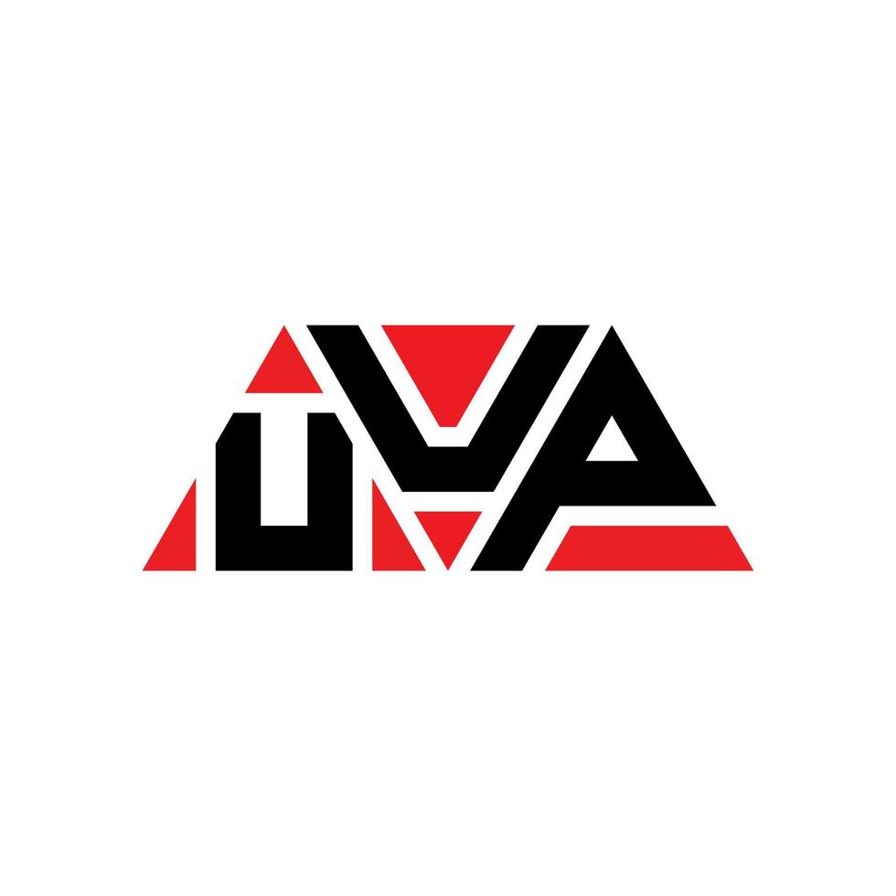 UUP triangle letter logo design with triangle shape. UUP triangle logo design monogram. UUP triangle vector logo template with red color. UUP triangular logo Simple, Elegant, and Luxurious Logo. UUP
