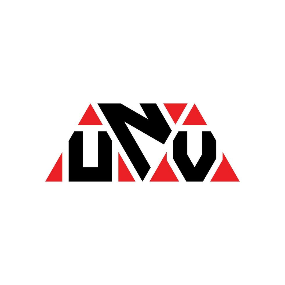 diseño de logotipo de letra de triángulo unv con forma de triángulo. monograma de diseño de logotipo de triángulo unv. plantilla de logotipo de vector de triángulo unv con color rojo. logotipo triangular unv logotipo simple, elegante y lujoso. unv