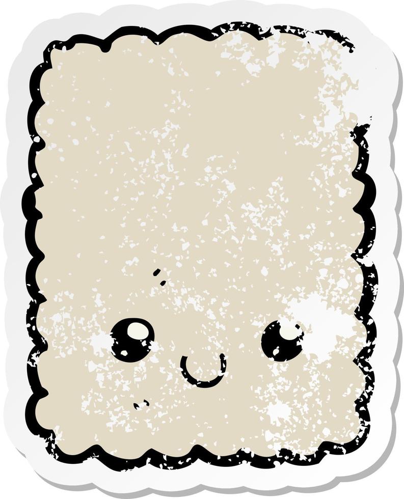 distressed sticker of a cartoon biscuit vector
