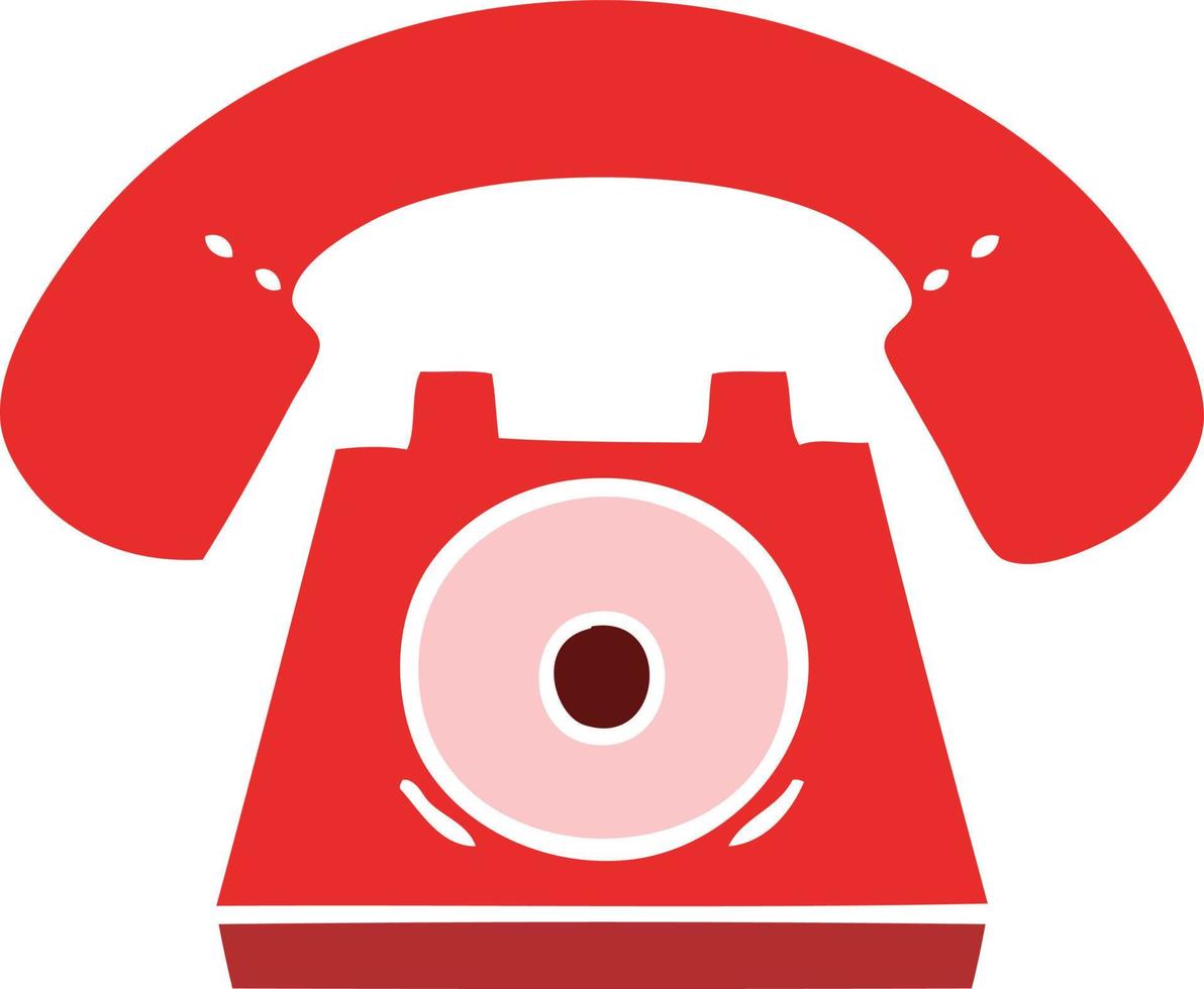 flat color retro cartoon red telephone vector