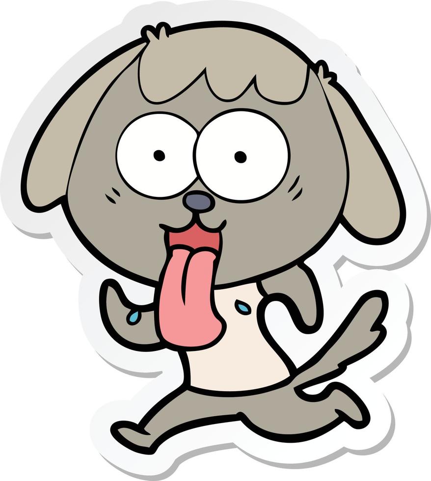 sticker of a cute cartoon dog vector