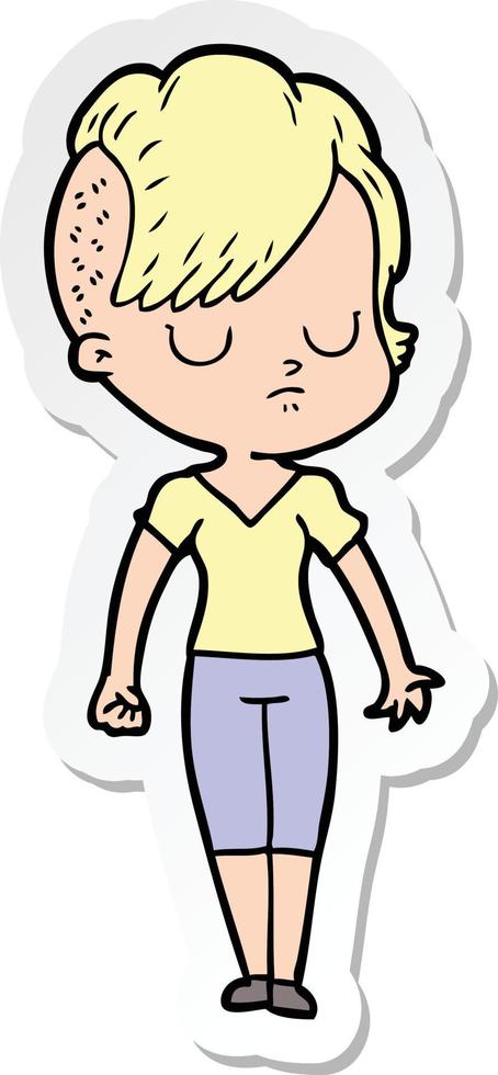 sticker of a cartoon woman vector