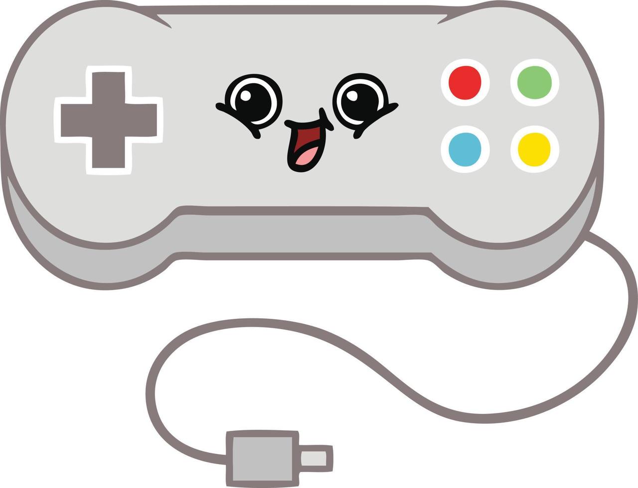 flat color retro cartoon game controller vector