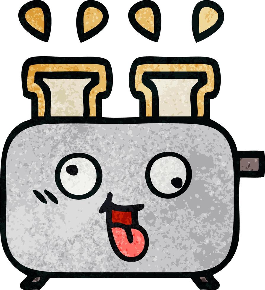 retro grunge texture cartoon of a toaster vector