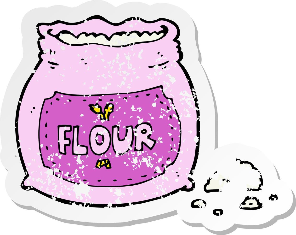 retro distressed sticker of a cartoon pink bag of flour vector