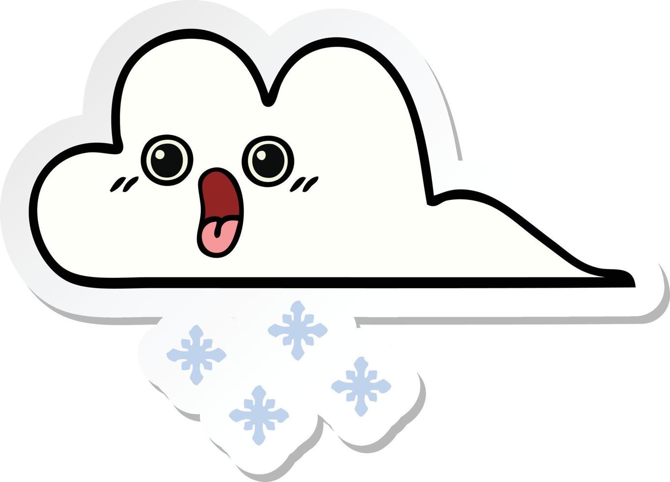 sticker of a cute cartoon snow cloud vector