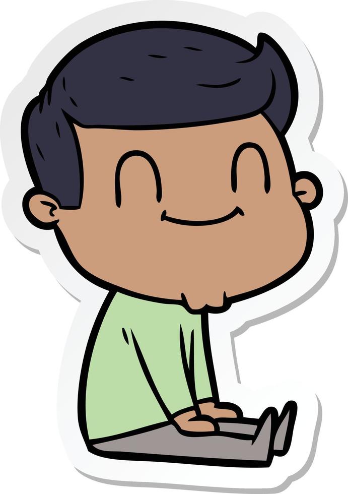 sticker of a cartoon friendly man vector