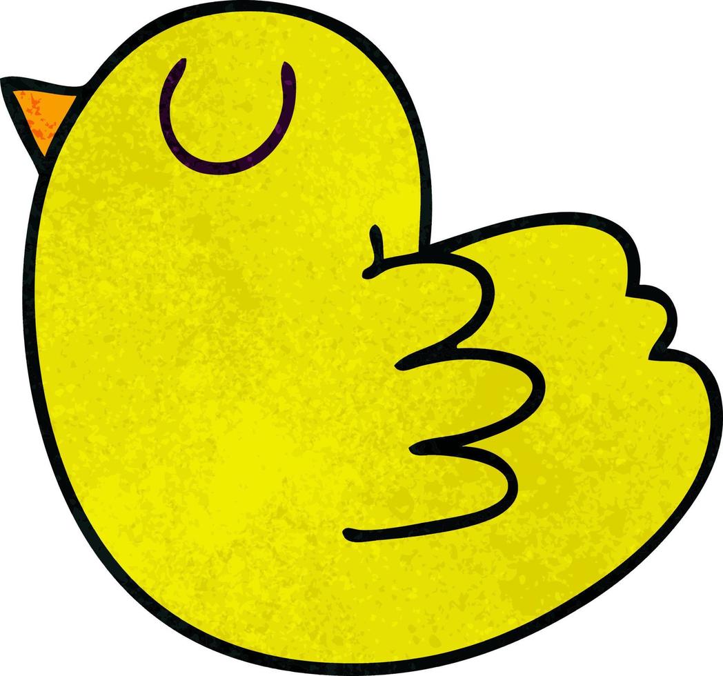 quirky hand drawn cartoon yellow bird vector