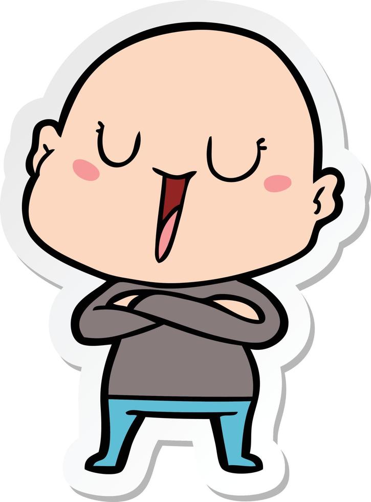 sticker of a happy cartoon bald man vector