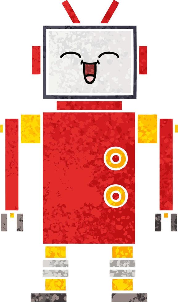 retro illustration style cartoon robot vector
