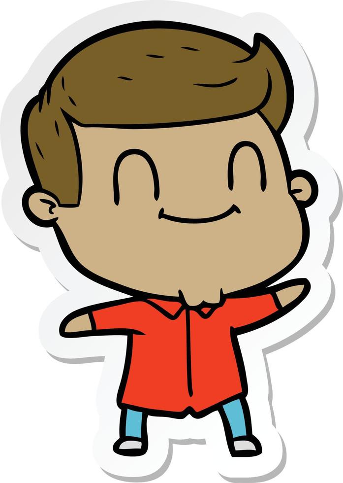 sticker of a cartoon friendly man vector