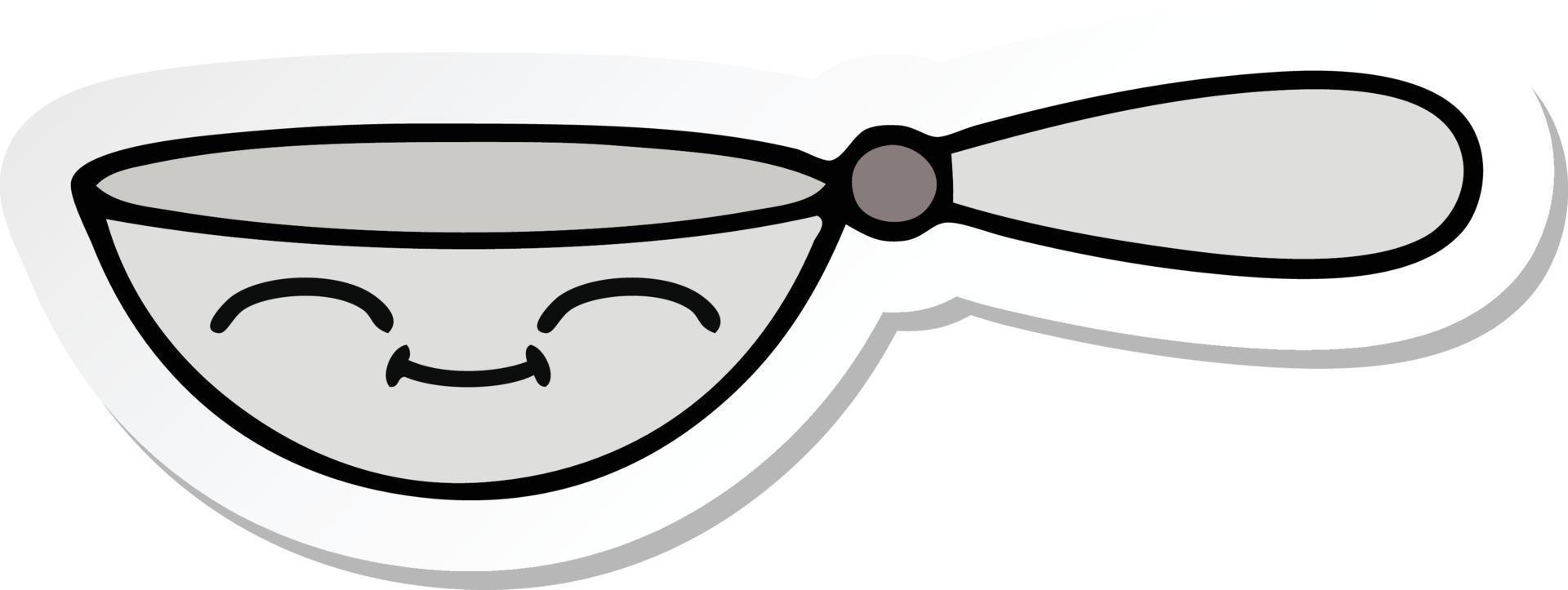 sticker of a cute cartoon measuring spoon vector