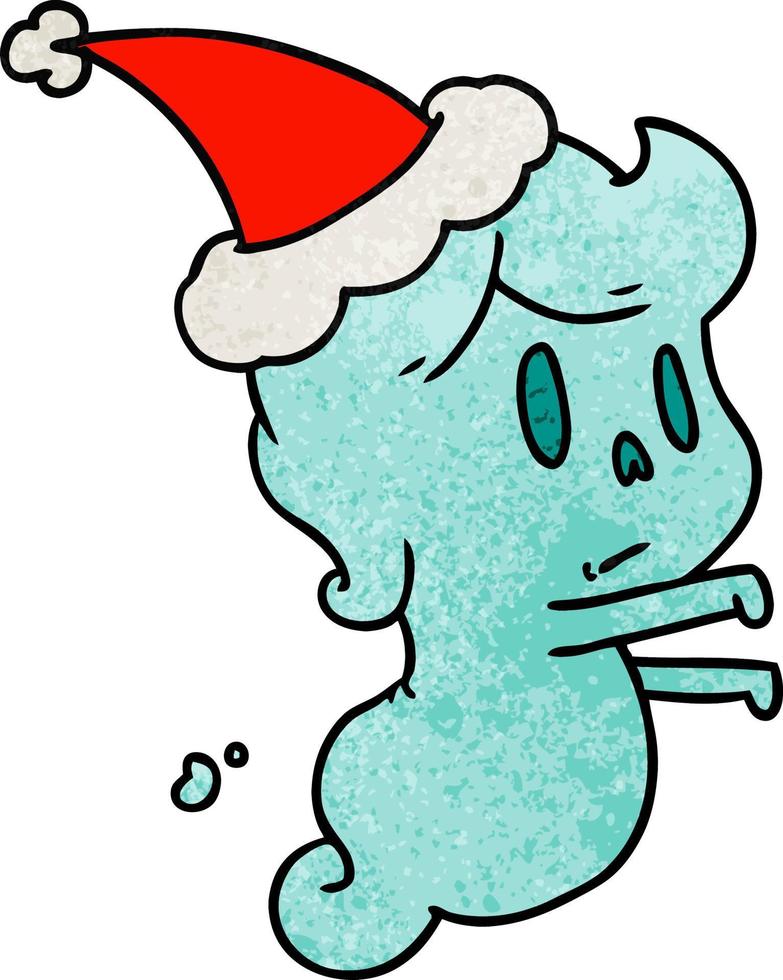 christmas textured cartoon of kawaii ghost vector