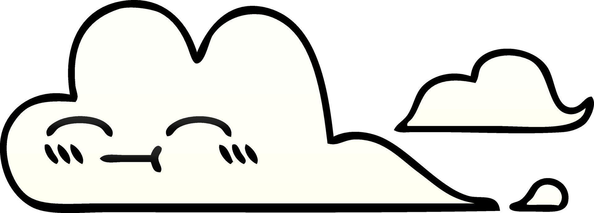 gradient shaded cartoon white cloud vector