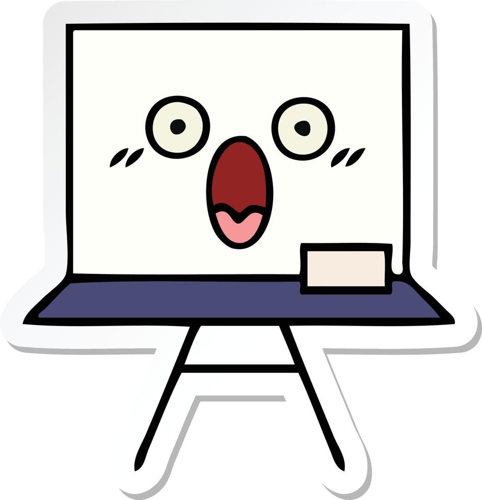 sticker of a cute cartoon white board vector