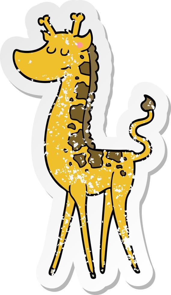 distressed sticker of a cartoon giraffe vector