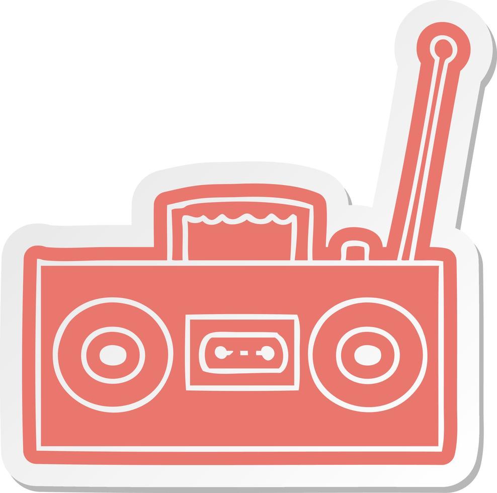 cartoon sticker of a retro cassette player vector