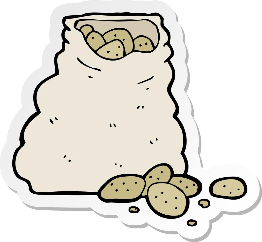 pegatina de un saco de patatas de dibujos animados vector