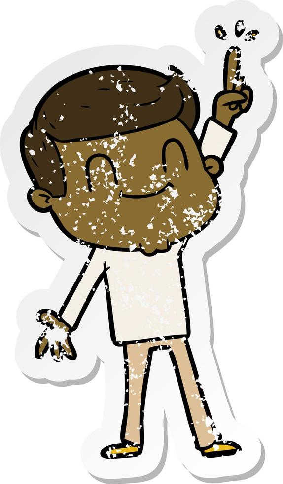 distressed sticker of a cartoon friendly man vector